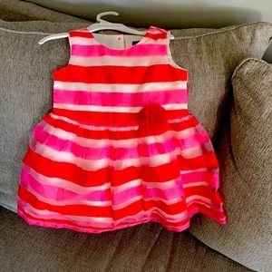 Pink, red, and white striped girls dress